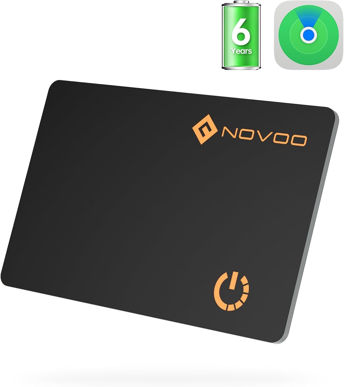 NOVOO Air Locator Tag (iOS Only) Wallet Tracker Card with Apple Find My, Smart Card Bluetooth Tracker, 6 Years Battery, IP68 Waterproof, Keys Finder and Item Locator for Keys, Bags, Passport(BK)
