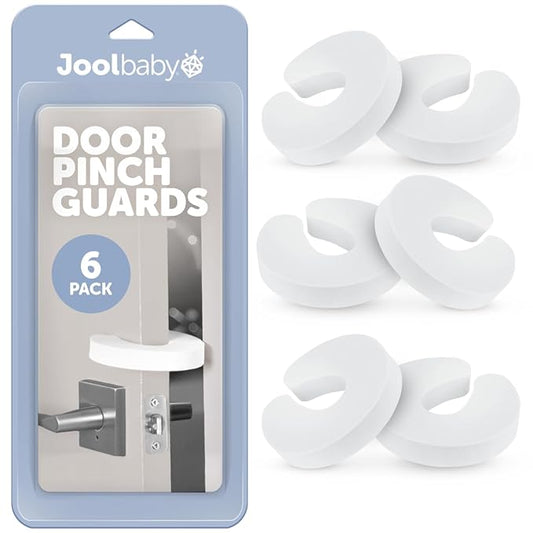 Jool Baby Door Pinch Guards (6 Pack) – Slam Preventer – Babyproof Doors to Avoid Pinched Fingers & Door Slamming, Keep Pets from Getting Locked in-BubblyBeeBaby