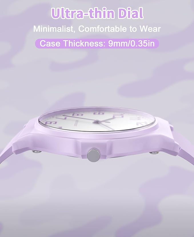 Kids Analog Watch Boys Girls, 30M Waterproof, Sports Watch for Boys, Easy to Read Children's Thin Dial Wrist Watches with Soft Band, for Ages 5-15 Kids Great Birthday Gifts Christmas Day-BubblyBeeBaby