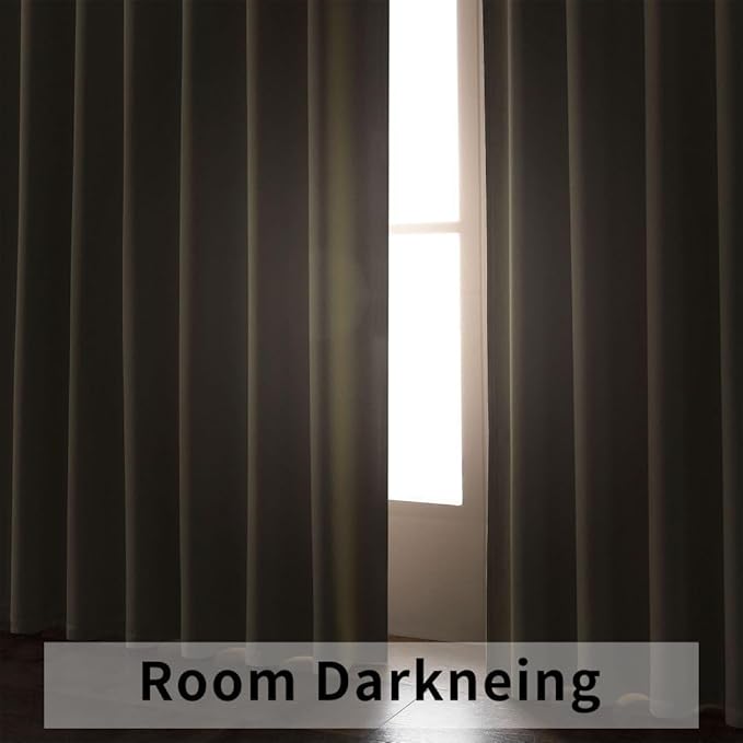 Joydeco Custom Blackout Curtains for Bedroom, 1 Panel Room Darkening Curtains & Drapes for Living Room Window Rod Pocket Back Tab (Custom Size,Light Beige)-BubblyBeeBaby