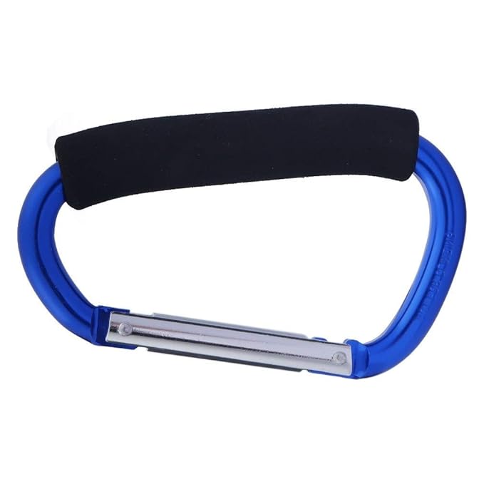 Large Stroller Hooks for Mommy, 2 pcs Carabiner Stroller Hook Organizer for Hanging Purses, Diaper Bag, Shopping Bags. Clip Fits Single/Twin Travel Systems, Car Seats (Blue+Green)-BubblyBeeBaby