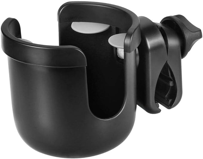 Accmor Stroller Cup Holder, Universal Cup Holder, Bike Cup Holder, 360° Rotatable Large Caliber Drinks Holder for Stroller, Bike, Wheelchair, Walker, Black, 2 Pack-BubblyBeeBaby
