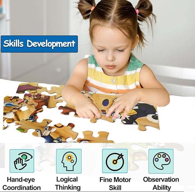 Jumbo Floor Puzzle for Kids, Large Jigsaw Puzzles 35 Piece for Kids Ages 3-5,Preschool Learning & Education Toys, Gifts for 4-8 Year Old Boys and Girls (Dog Animals)-BubblyBeeBaby