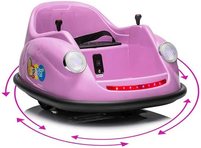 12V Bumper Car for Toddlers, Electric Toy Ride on Battery Car with Kids W/Parent Remote Control, 2-Speed, 360 Degree Spin, Music & LED Lights for Kids, Purple-BubblyBeeBaby