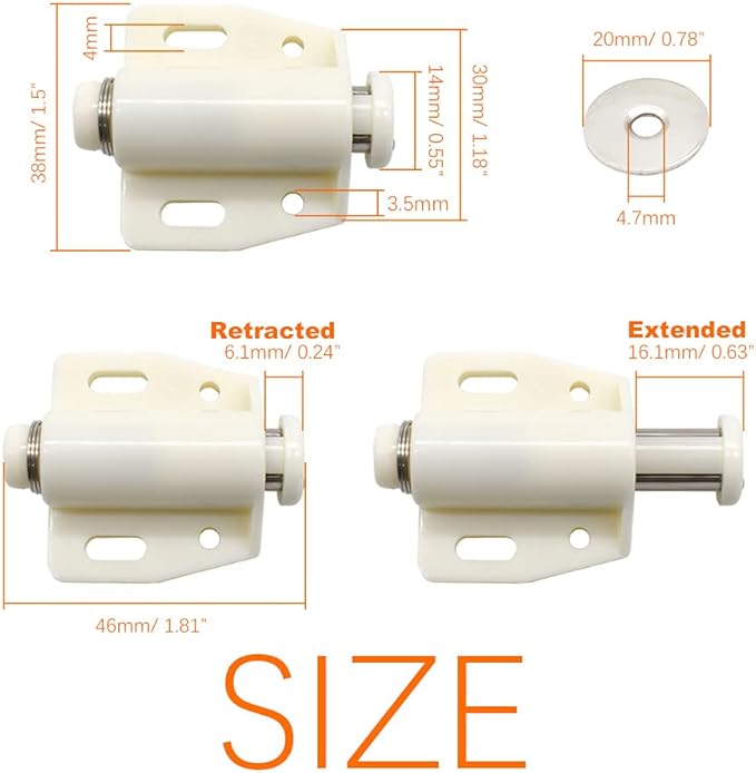 12Pack Magnetic Touch Push to Open Door Latch for Heavy Duty Door Push Release Latch Kitchen Drawer Push Catch Pop Out Latch Kitchen Closet Door Closing (White)-BubblyBeeBaby