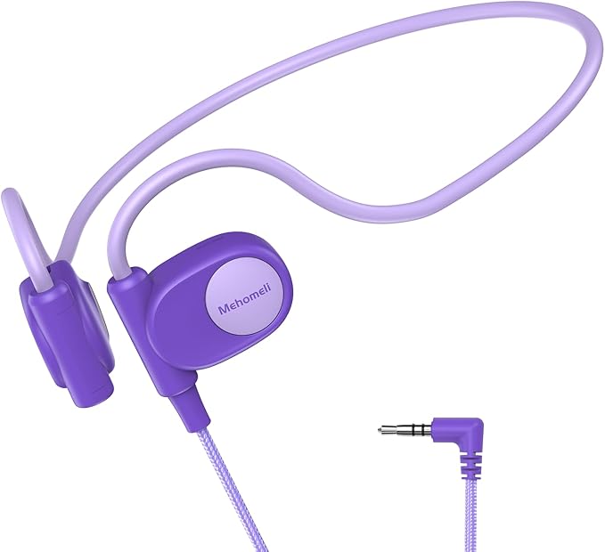Kid Headphones for School, Air Conduction Open Ear Headphones, 3.5mm Jack Wired Cord, Ultra-Comfort, Ergonomic and Lightweight Design Perfect for School and Outdoor Activities-Purple-BubblyBeeBaby