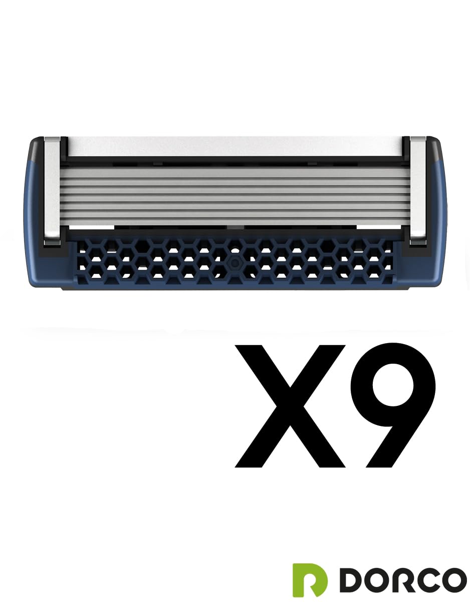 DORCO Pace Classic - Seven Blade Razor System with Pivoting Head and Premium Handle- 9 Pack (1 Handle + 9 Cartridges)