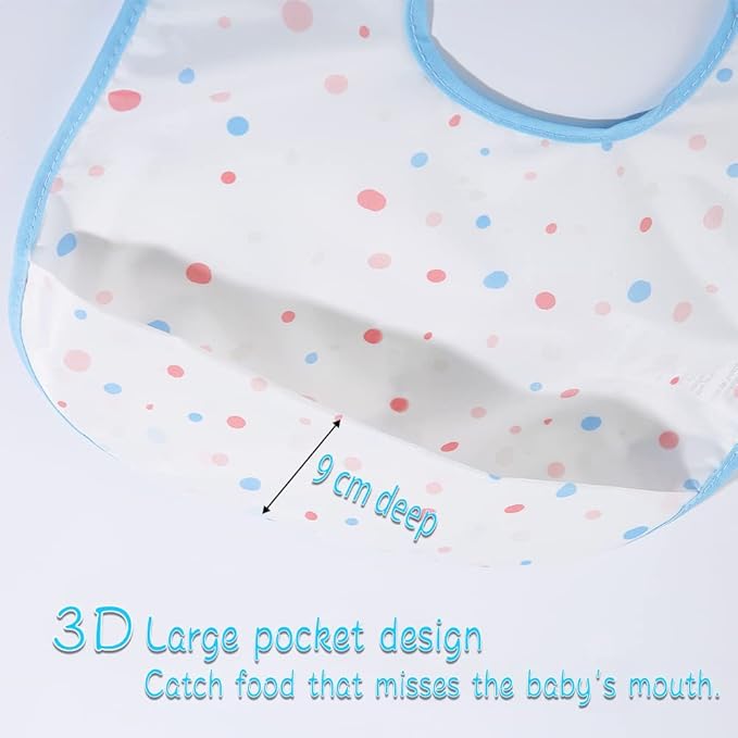 Baby bibs Waterproof Toddler bib - Feeding bib with Pocket for Infant Boy Girl Washable 6-36M-BubblyBeeBaby