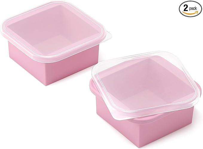 2-Cup Silicone Freezer Trays with Lids – Perfect for Meal Prep, Portion Control, and Easy Freezing-Meal Prep Container Molds for Soup,Leftovers (Cotton Candy, 2 Pack)-BubblyBeeBaby