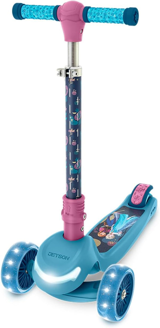 Jetson Character Kids Kick Scooter, LED Lights on Stem & Light-Up Wheels, Lightweight Frame, Height-Adjustable Handlebar, Lean-to-Steer System, Easy-Fold Mechanism-BubblyBeeBaby