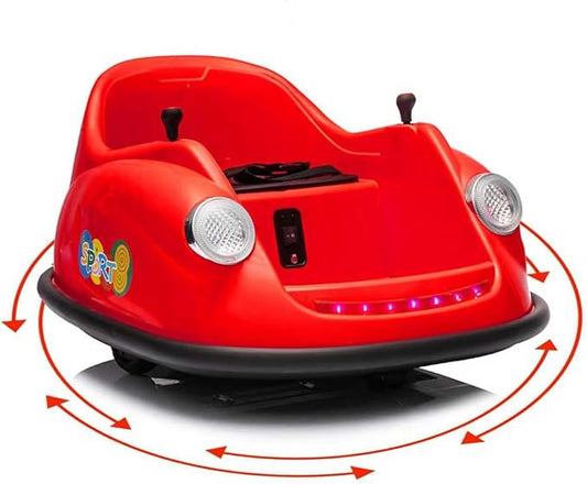 12V Bumper Car for Toddlers, Electric Toy Ride on Battery Car with Kids W/Parent Remote Control, 2-Speed, 360 Degree Spin, Music & LED Lights for Kids, Red-BubblyBeeBaby