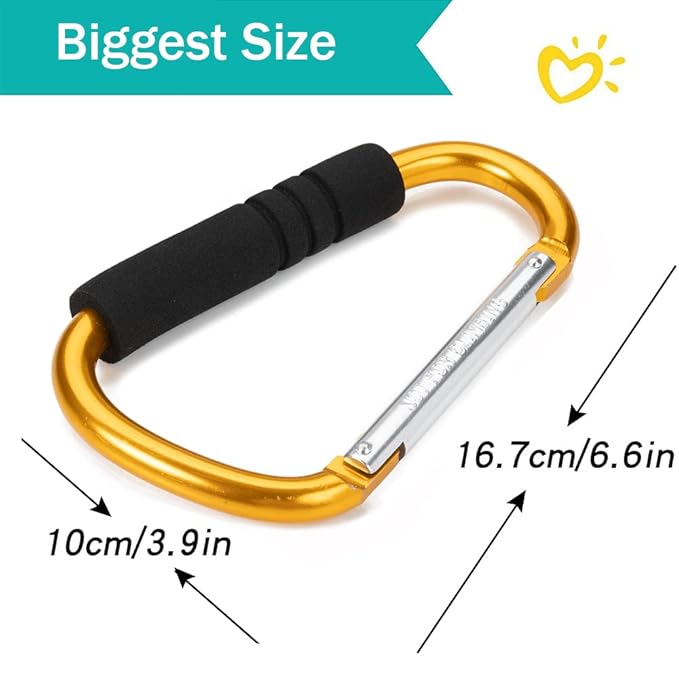 Stroller Hooks by Baby，2 Pack Convenient Organizer Hook Bag Clips to Diaper Bags Orange-BubblyBeeBaby