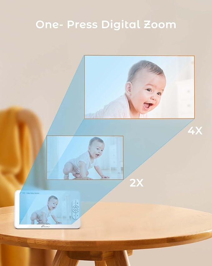 iFamily 7" Large Split Baby Monitor with 2 HD Cameras and Audio, 1080P HD Video Baby Monitor No WiFi,Hack Proof-BubblyBeeBaby