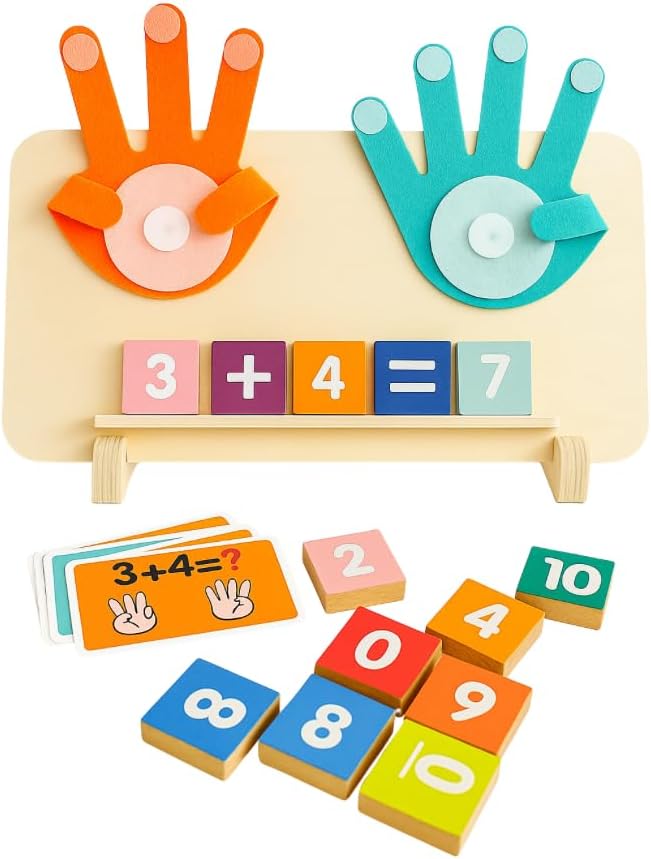 Montessori Educational Math Manipulatives Number Counting Kids 3 to 5 Homeschool Kindergarten, Interactive Learning Toy for Toddlers Preschoolers, Boys, Girls, Math Games, STEM Activities-BubblyBeeBaby