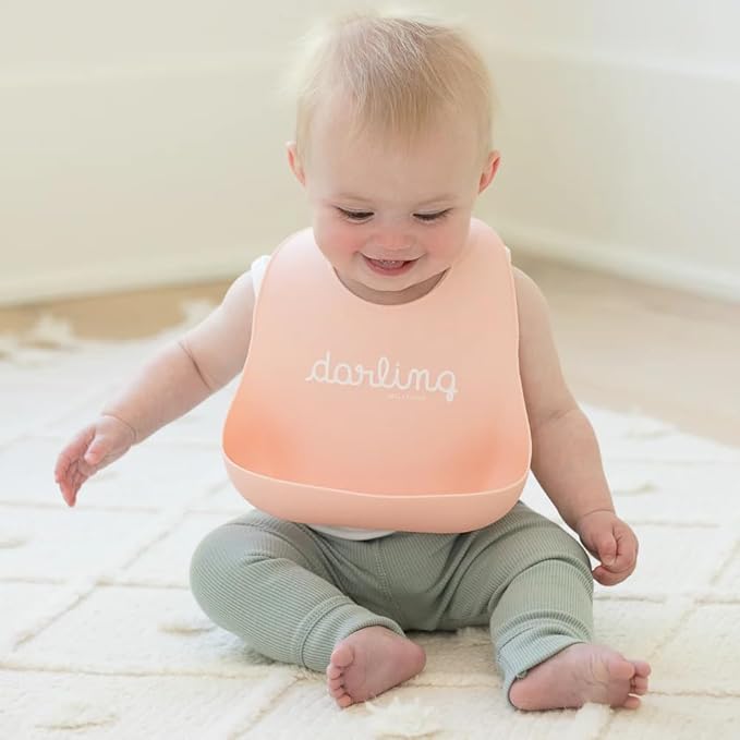 Baby Bib for Eating by Bella Tunno, Waterproof Silicone Bib with Large Food Catcher, Adjustable Fit for Babies 4-12 months & Toddlers 1-3 Years, Boys & Girls, Darling-BubblyBeeBaby