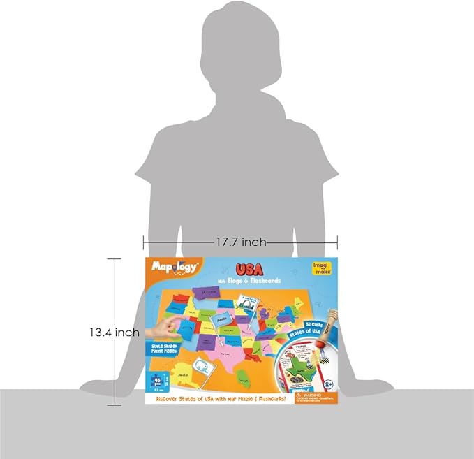 Imagimake Mapology United States Flash Card Puzzle with Flags, Country- Capitals | Educational Toys for Kids Ages 5-8 | Learn Geography Puzzles for kids Ages 8-10 | Christmas Gift for Boys & Girls-BubblyBeeBaby