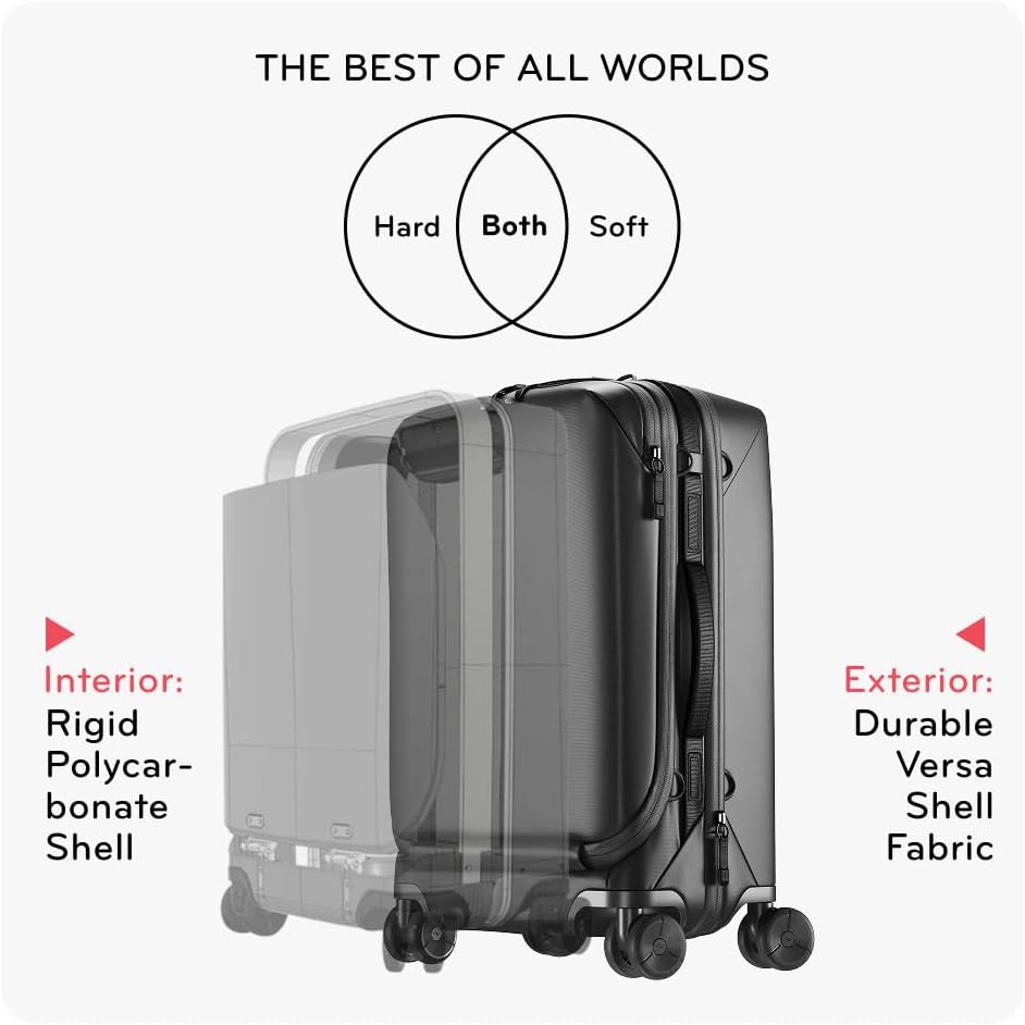 Peak Design Roller Pro Carry-On, Eclipse, Expandable Small Suitcase with Wheels, Carbon Fiber Handle, Drawbridge Opening, Hybrid Soft/Hard Shell, Custom Hardware, Fits XL Camera Cube or Packing Cubes