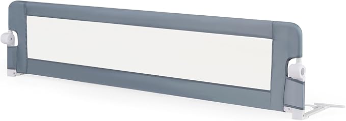 HONEY JOY Bed Rail for Toddlers, Extra Long, Foldable Portable Swing Down Safety Bed Guard Rail, Toddler Bed Rails for Crib, King Queen Full Twin Size Bed Mattress (Light Gray, 1 Pack, 71 Inch)-BubblyBeeBaby