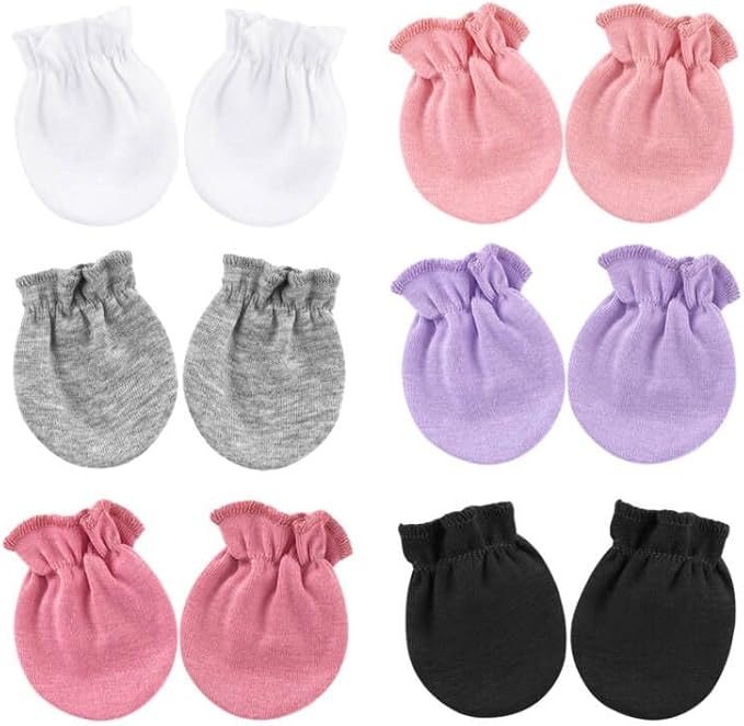 BQUBO Newborn Infant Toddler Mittens No Scratch Cotton Elastic Wrist Gloves Hypoallergenic for 0-6 Months Baby Boys Girls-BubblyBeeBaby