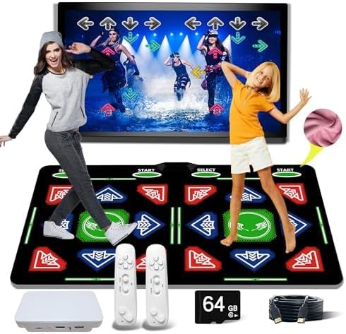 HDMI Dance Mat 64GB Storage, 1000 Games,885 Songs,81 MTV Videos.Dance pad Combines Dance, Yoga, Aerobics, Running, Sports, and Puzzle Games A Prestigious Gift for Boys & Girls. Flannel Material-BubblyBeeBaby