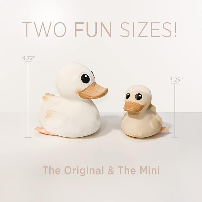 HEVEA Kawan Mini Rubber Duck - 100% Natural Rubber Baby Bath Toy - Eco Friendly, Perfect for Playing, Teething, and Bathing - Mold Free Bath Toys - Marshmallow White-BubblyBeeBaby