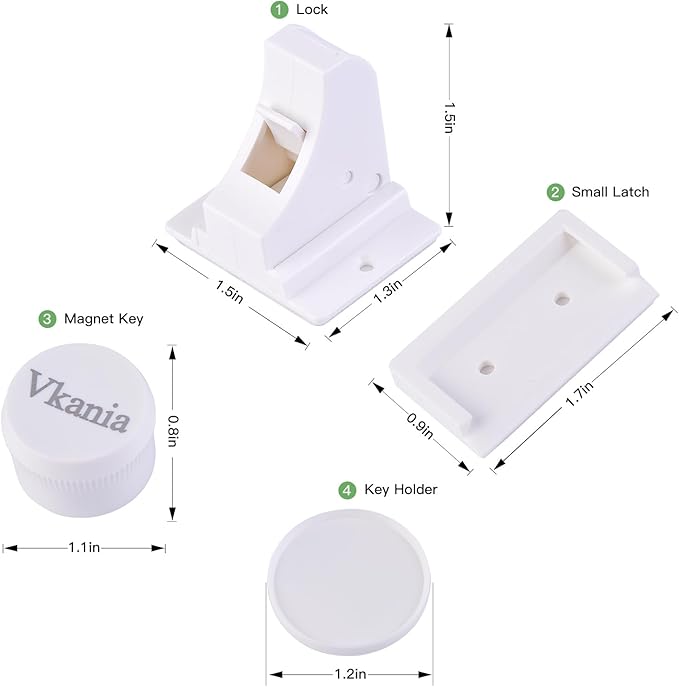 10 Pack Vkania Magnetic Cabinet Locks Baby Proofing - Baby Safety Latches for Drawers and Cabinets - Easy Installation No Drilling-BubblyBeeBaby
