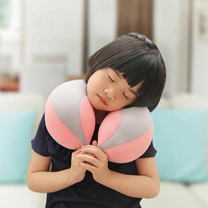 MOOB Kids Pillow Support Neck Pillow for Car & Airplane, Traveling Gifts for Toddler & Children U-Shape Car Seat Head Travel Neck Pillow Support Pink …-BubblyBeeBaby