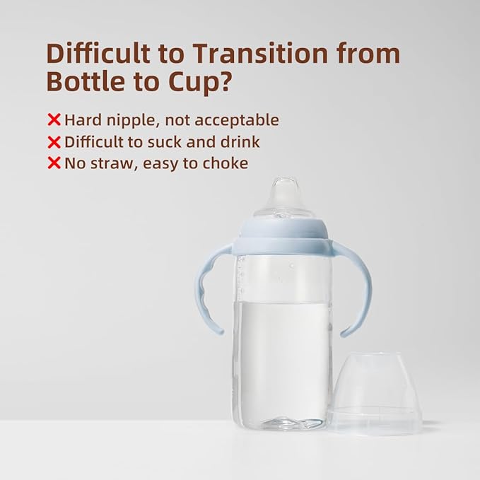 Thyseed Infant Spill Proof Weighted Straw Sippy Cups with Handles and Lids Breastfed Baby First Soft Spout Top Training Water Cup Toddler Boy Girl No Leak Transitioning Bedtime Milk Bottles 6 Months+-BubblyBeeBaby