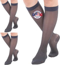 (3 Pairs - Closed Toe) Made in USA - Compression Socks for Women 15-20mmHg - Sheer Compression Knee High Stockings for Post Surgery, Pregnancy, Arthritis, Edema - Navy, Large - A101NV3-3