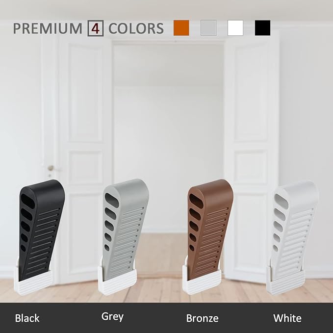 JQK Rubber Door Stopper Wedge, Grey 9 Pack Soft TPR Premium Door Stops for Bottom of Heavy Duty Door on Tile, Concrete, Carpet, Wooden Floor, DSB61-GY-P9-BubblyBeeBaby