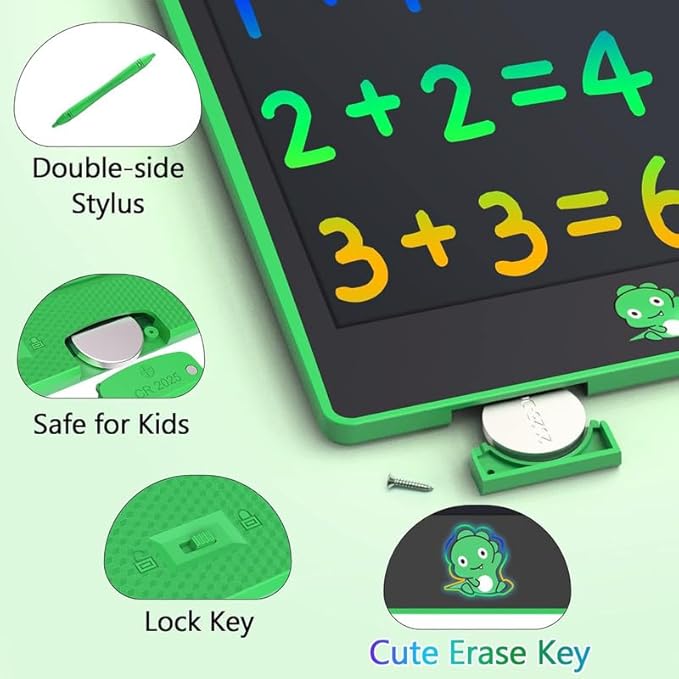 Hockvill LCD Writing Tablet for Kids 8.8 Inch, Toys for Girls Boys Drawing Pad for 3 4 5 6 7 Year Old Kid, Toddler Magnetic Doodle Board Travel Essentials Christmas Birthday Gift for Children (Green)-BubblyBeeBaby