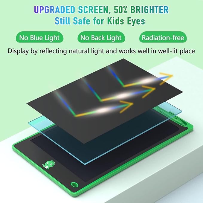 Hockvill LCD Writing Tablet for Kids 8.8 Inch, Toys for Girls Boys Drawing Pad for 3 4 5 6 7 Year Old Kid, Toddler Magnetic Doodle Board Travel Essentials Christmas Birthday Gift for Children (Green)-BubblyBeeBaby