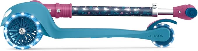 Jetson Character Kids Kick Scooter, LED Lights on Stem & Light-Up Wheels, Lightweight Frame, Height-Adjustable Handlebar, Lean-to-Steer System, Easy-Fold Mechanism-BubblyBeeBaby