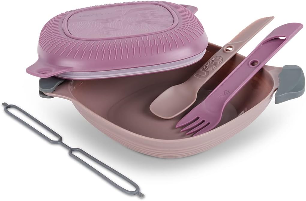 UCO Recycled ECO 5-Piece Camping Mess Kit with Bowl, Plate, Switch Spork Utensil Set