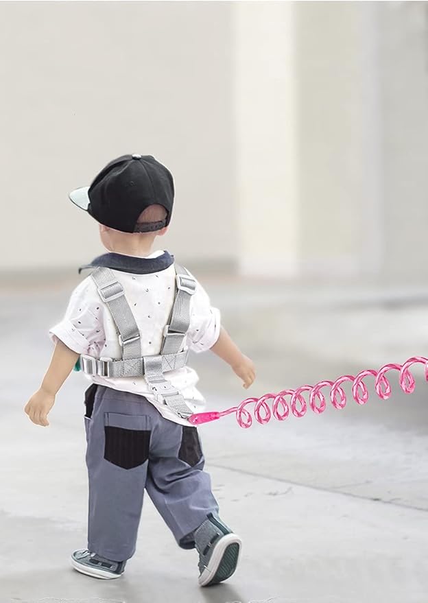 2 in 1 Toddler Leash Anti Lost Wrist Link Pink Safety Harness with Lock for Kids, Baby Leash Anti Lost Wrist Link Safety Wrist Link for Toddlers(Pink 8.2 Ft) …-BubblyBeeBaby