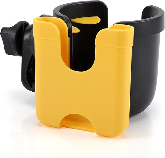 Accmor Stroller Cup Holder with Phone Holder, Bike Cup Holder, Universal Cup Holder for Uppababy Nuna Doona Strollers, 2-in-1 Cup Phone Holder for Stroller, Bike, Wheelchair, Walker, Scooter-BubblyBeeBaby