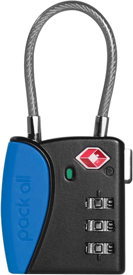 pack all TSA Approved Cable Luggage Locks, 3 Digit Combination Padlocks, Travel Lock for Suitcases & Bag, Alloy Body, Travel Accessories (1 Pack)（Navy）