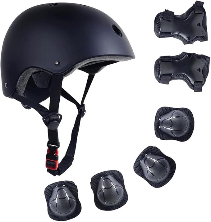 Kids Bike Helmet with Knee Elbow Wrist Pads Guards,Pink,for Ages 2-3-5-8-14,Sports Bicycle,Skate Scooter,Rollerblading with Unicorn Sticker-BubblyBeeBaby