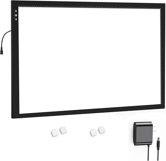 HSK A1 62 * 88CM Artist Light Box Light Pad Aluminium Frame Super Thin 6.6mm Touch Lock/Unlock Dimmer Button 20W Super Bright LED 5000 lux with 24V 1A Adapter-BubblyBeeBaby