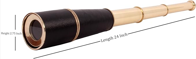 24" Handheld Nautical Brass Telescope with Wooden Box - Pirate Collectibles.-BubblyBeeBaby