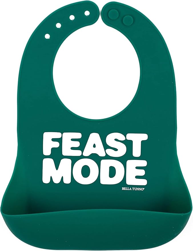 Baby Bib for Eating by Bella Tunno, Waterproof Silicone Bib with Large Food Catcher, Adjustable Fit for Babies 4-12 months & Toddlers 1-3 Years, Boys & Girls, Feast Mode-BubblyBeeBaby