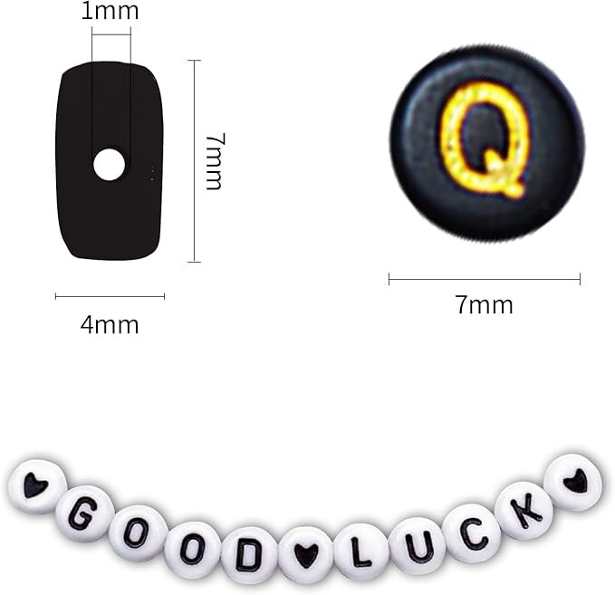 1400pcs Letter Beads, 4x7 mm Acrylic Alphabet Beads, Beads for Jewelry and Bracelet Making, in 28 Grid Box (Black and Gold)-BubblyBeeBaby