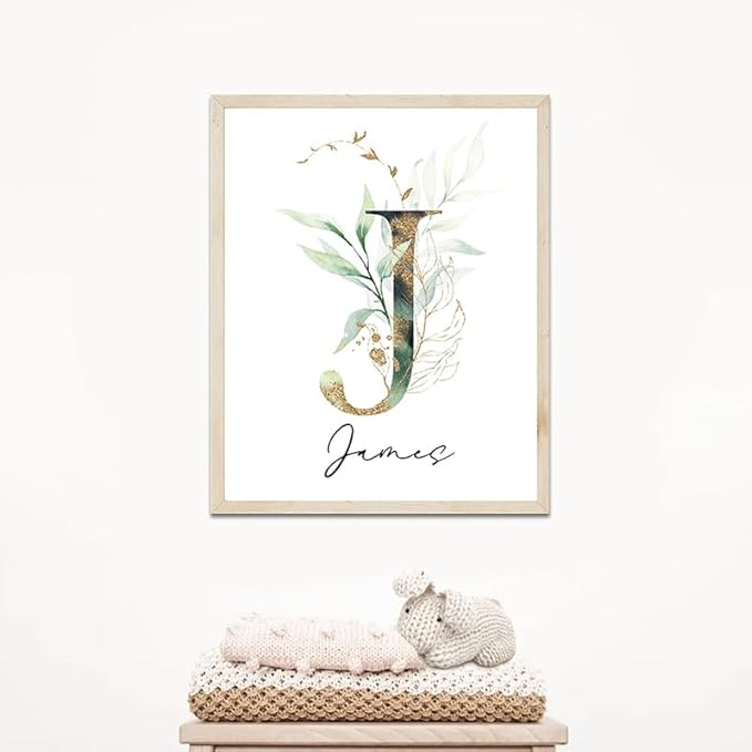 IZI POD Personalized Wooden Name Sign, Floral Monogram Nursery, Eucalyptus tree, Nursery Name Sign Boho Floral Pattern, Baby Name Sign, Wooden name signs for nursery, Wildflower Decor gift/16-BubblyBeeBaby