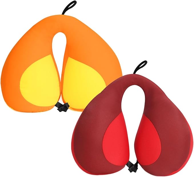 MOOB Travel Neck Pillow,Pillow for Baby Car Seat Comfortably Designed for Head, Neck, and Chin Support - Gifts for Toddler/Child/Kids,Yellow +Red-BubblyBeeBaby