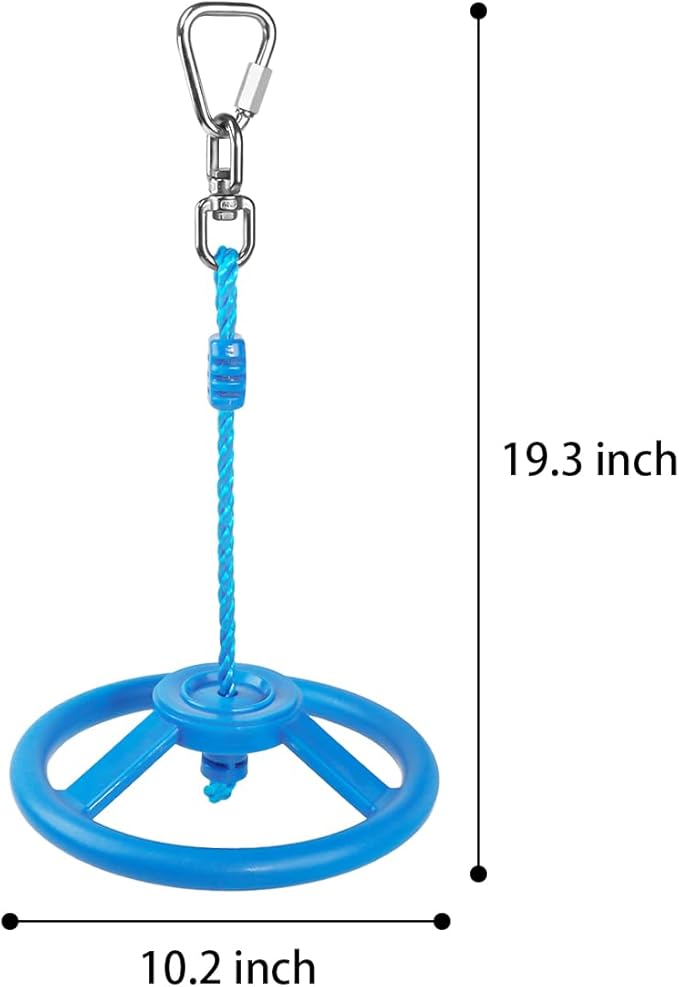 2-Pack Ninja Wheel Obstacle for Kids - 360° Rotatable Swing Monkey Wheel for Ninja Warrior Obstacle Course for Kids Ninja Warrior Slackline Kits - Blue, Yellow Color in Set-BubblyBeeBaby