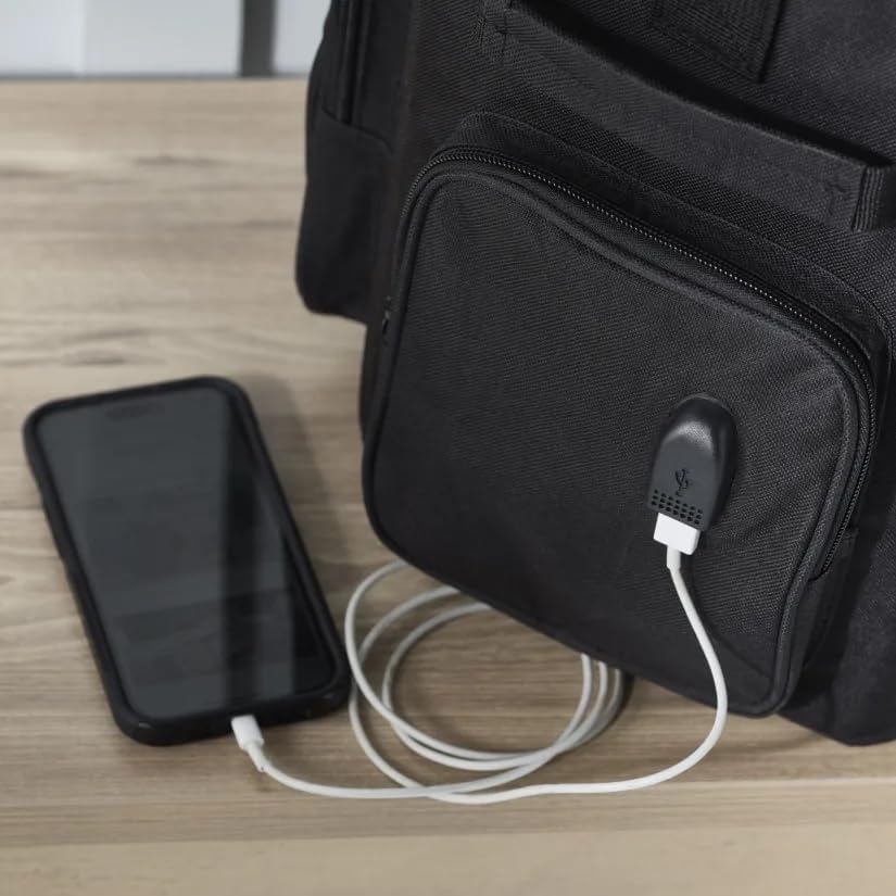 Wine Enthusiast 6 Bottle Insulated Wine Bag with Rolling Cart - Waterproof Oxford Cloth Wine Travel Tote with Shoulder Strap, USB Port, Pockets - Folding Trolley for Wine Transport - Fridge Bag