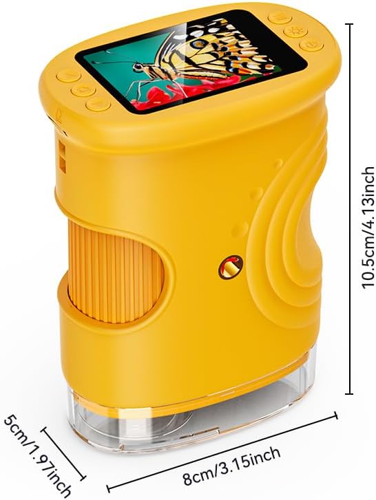 1000X Handheld Digital Microscope for Kids – 2-Inch Screen STEM Toy, Christmas Birthday Gift for Boys & Girls 5-10 Years, Portable Magnification Science Lab Kit-BubblyBeeBaby