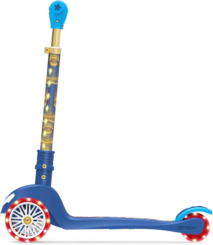 Jetson Character Kids Kick Scooter, LED Lights on Stem & Light-Up Wheels, Lightweight Frame, Height-Adjustable Handlebar, Lean-to-Steer System, Easy-Fold Mechanism-BubblyBeeBaby