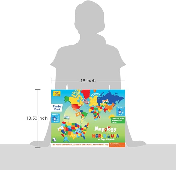 Imagimake Mapology USA & World Map Puzzle with Flags, Capitals, Stickers | Educational Toys for Ages 5-7 | Jigsaw Puzzles for Kids Ages 8-10 | Geography Toys for Ages 8-13 | 6 Year Old Boy/Girl Gifts-BubblyBeeBaby