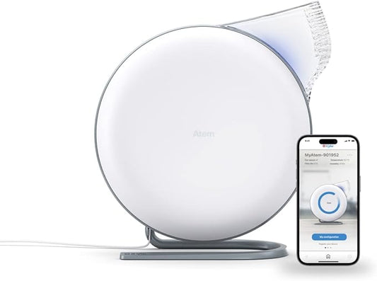 IQAir Atem Desk Air Purifier for Home, Office, Desktop, Small Room up to 150 sq ft, HyperHEPA Filter for Bacteria, Viruses, Allergens, Pets, Asthma, Pollen, Dust, Swiss Design, Made in Germany, White-BubblyBeeBaby